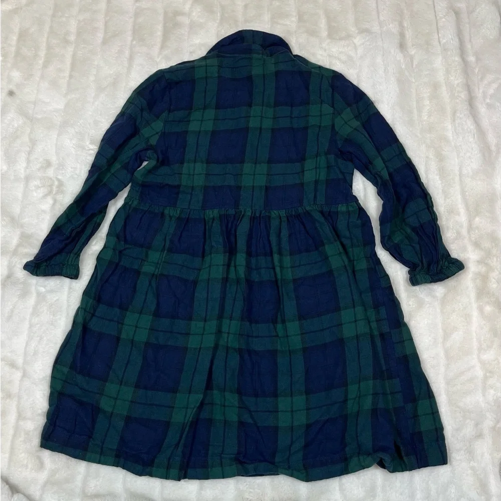 Old Navy Girls S 6/7 Blue Green Plaid School Preppy Lumberjack Fall Winter Dress